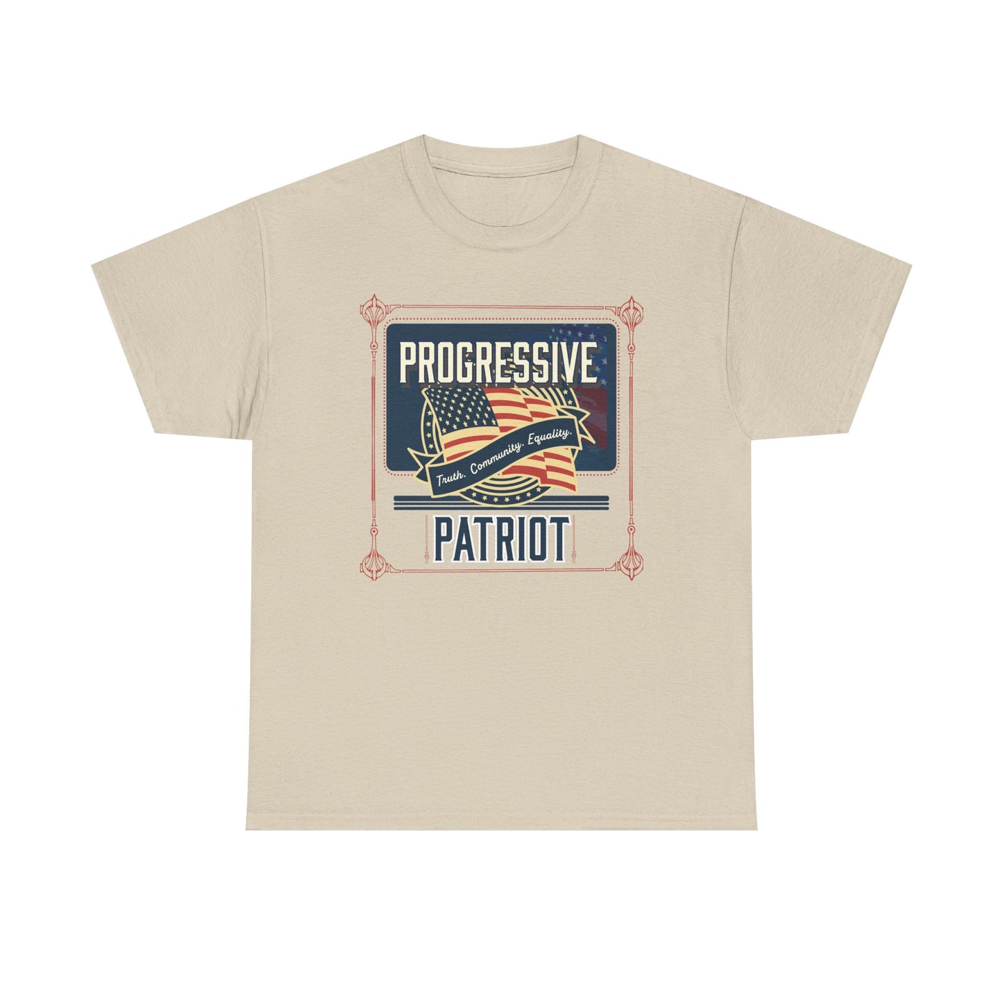 Progressive Patriot- Unisex Heavy Cotton Tee, Retro T-Shirt, Casual Wear, Gift for Activists, Independence Day, Protests, Everyday Apparel