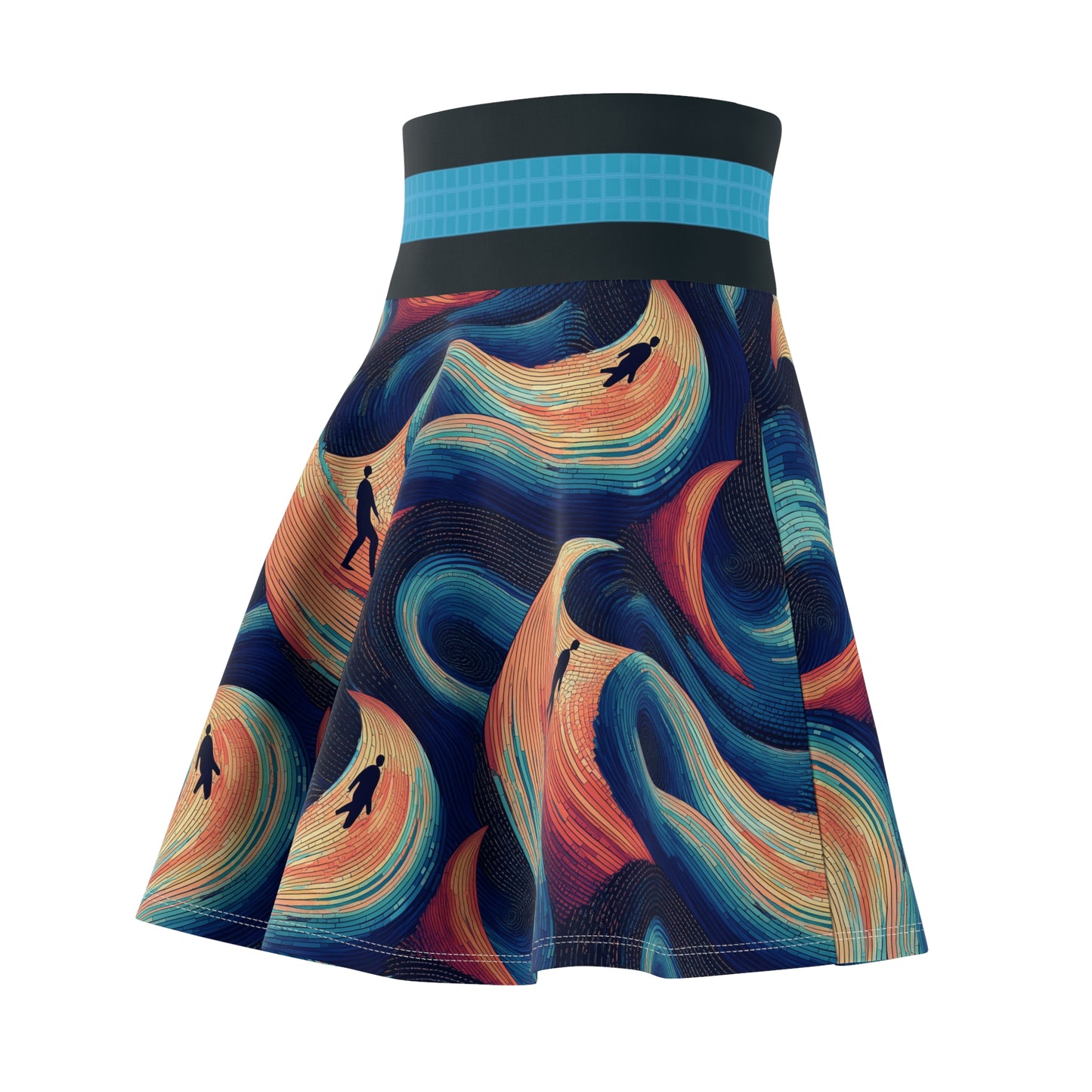 Skater Skirt - Walking on Colorful Waves - Nautical Theme - Women's Fashion