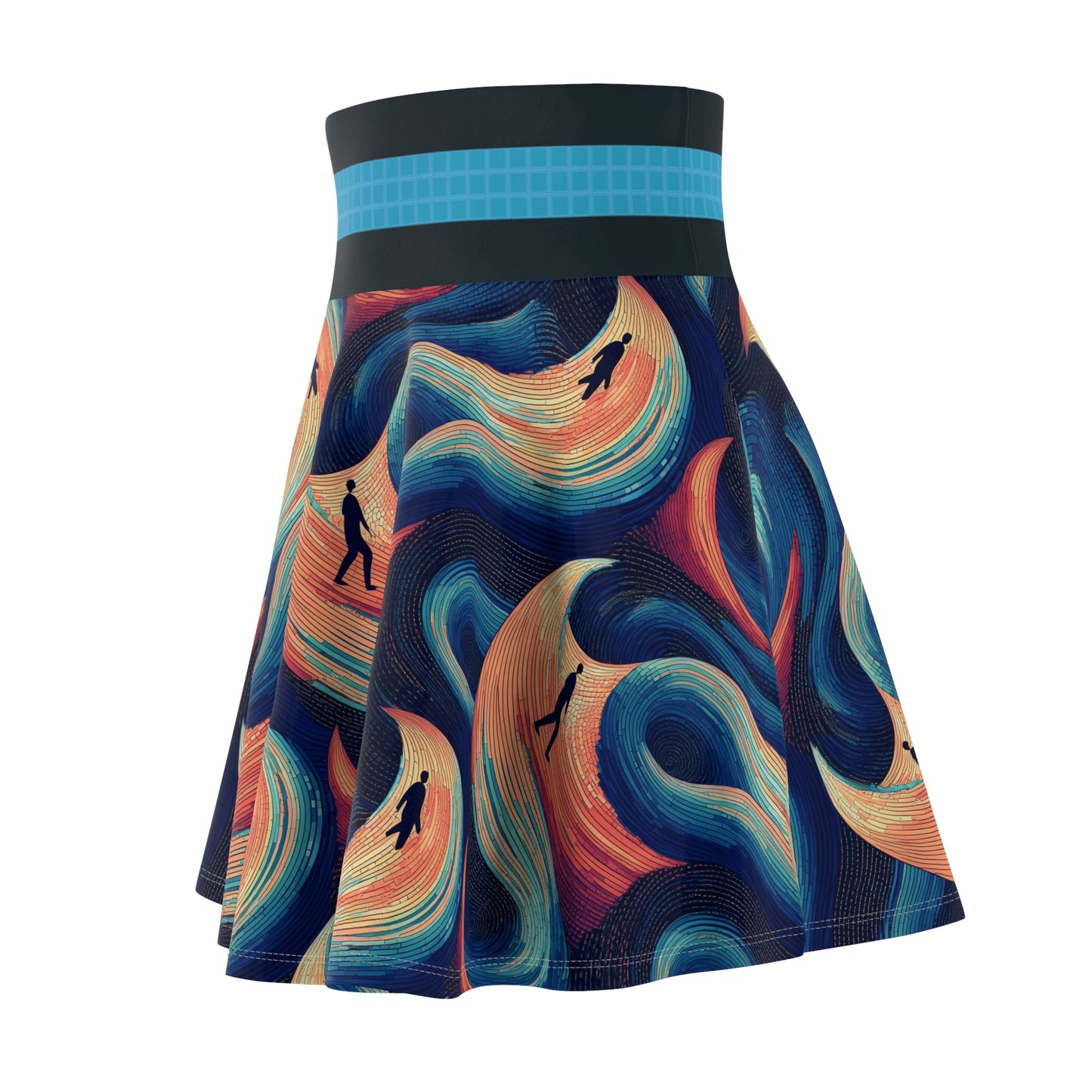 Skater Skirt - Walking on Colorful Waves - Nautical Theme - Women's Fashion