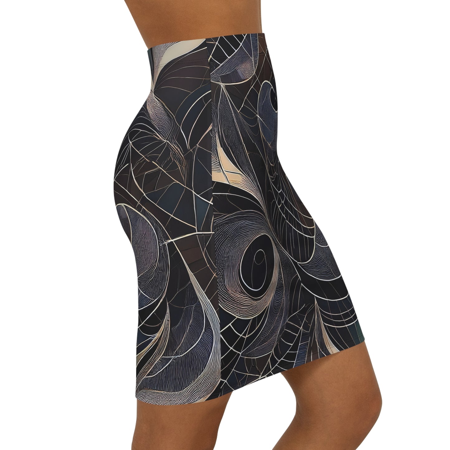 Black and White Paisley Spiderwebs - Halloween Pencil Skirt