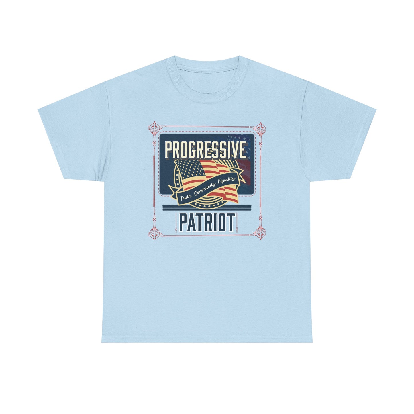 Progressive Patriot- Unisex Heavy Cotton Tee, Retro T-Shirt, Casual Wear, Gift for Activists, Independence Day, Protests, Everyday Apparel