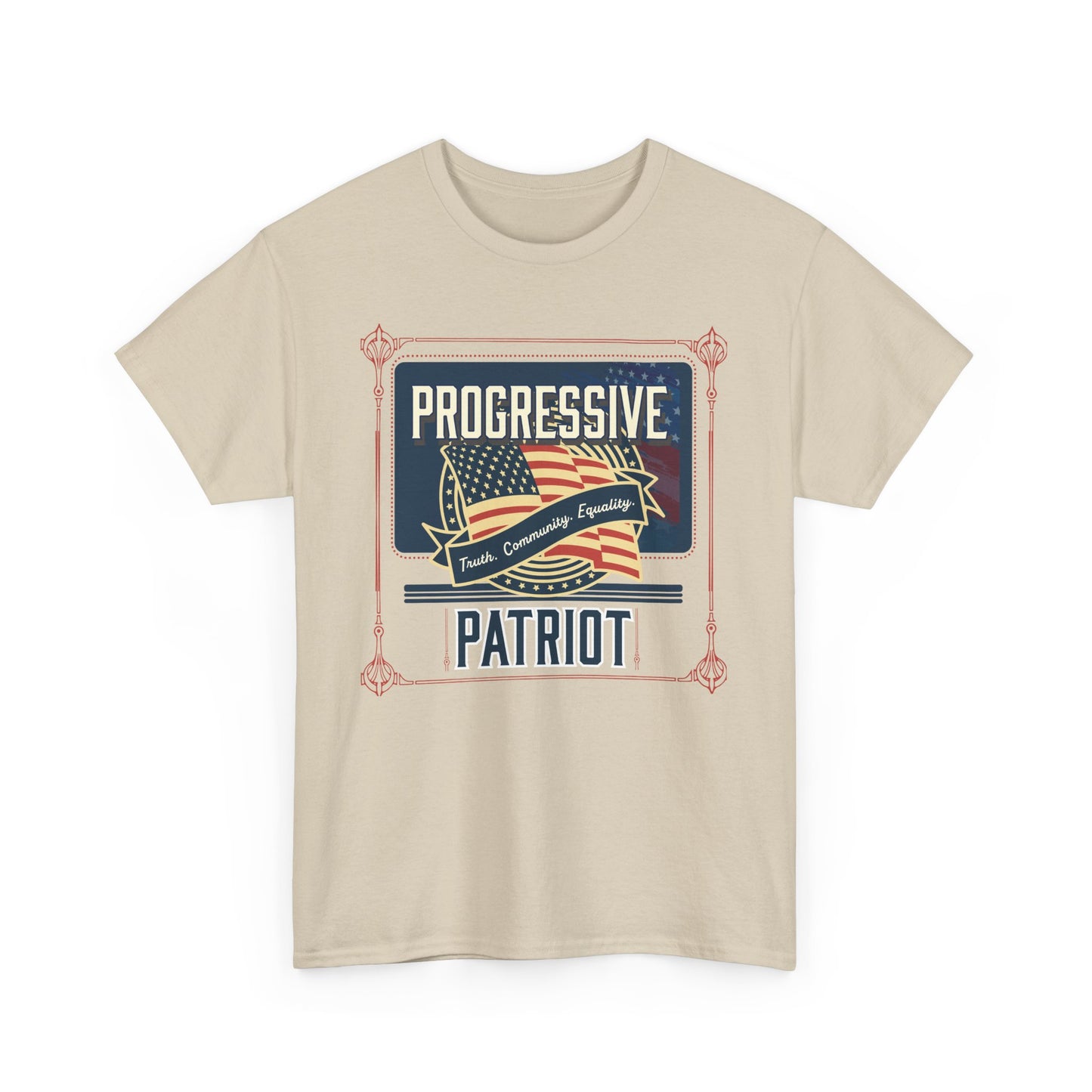 Progressive Patriot- Unisex Heavy Cotton Tee, Retro T-Shirt, Casual Wear, Gift for Activists, Independence Day, Protests, Everyday Apparel