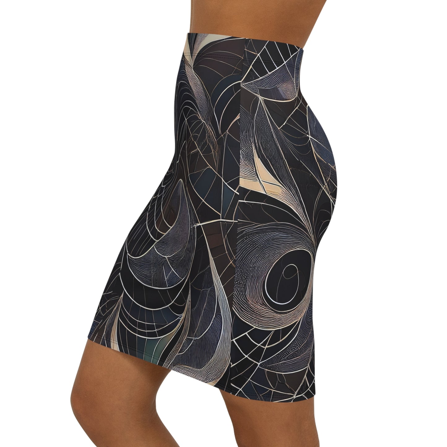 Black and White Paisley Spiderwebs - Halloween Pencil Skirt