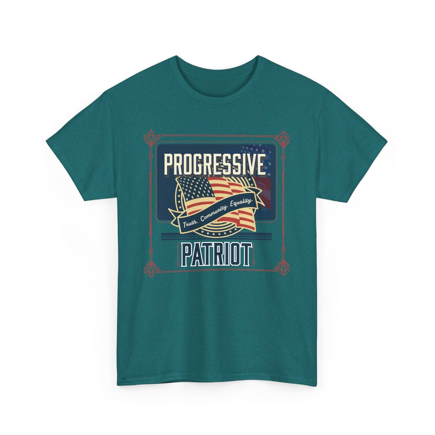Progressive Patriot- Unisex Heavy Cotton Tee, Retro T-Shirt, Casual Wear, Gift for Activists, Independence Day, Protests, Everyday Apparel