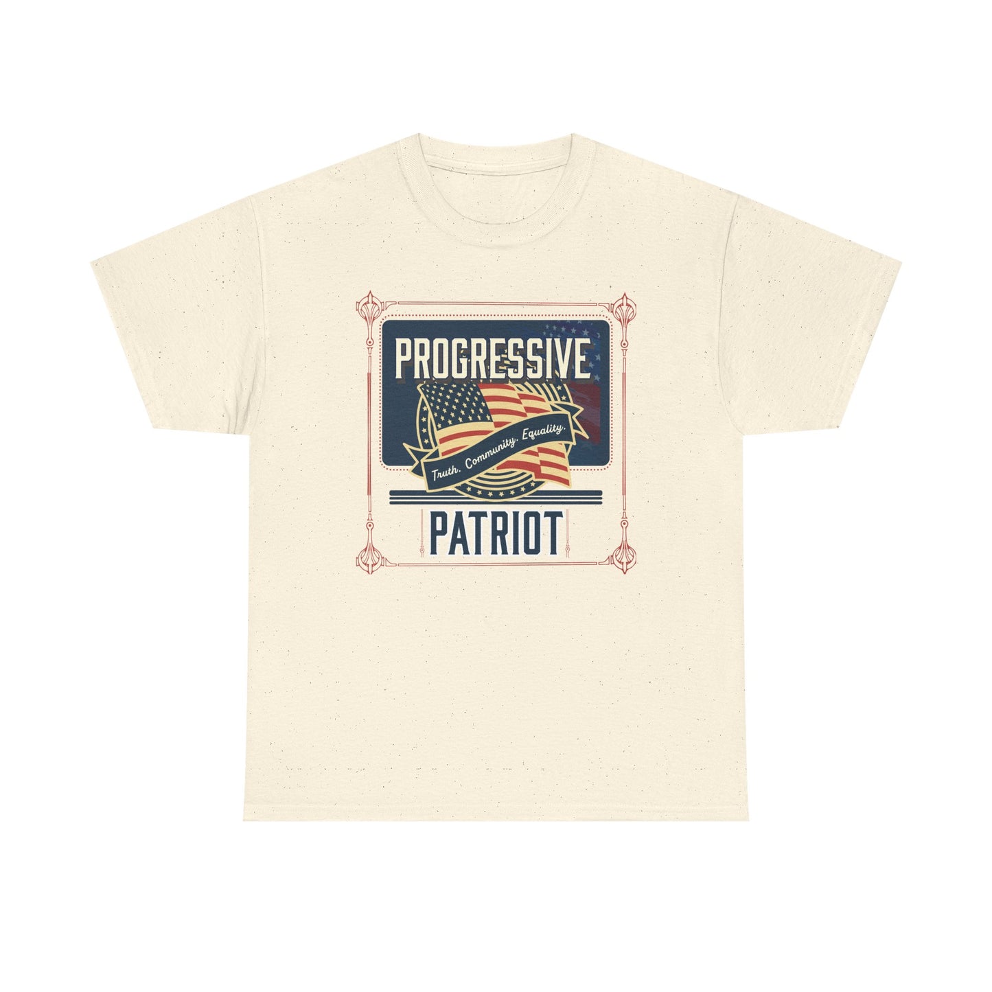 Progressive Patriot- Unisex Heavy Cotton Tee, Retro T-Shirt, Casual Wear, Gift for Activists, Independence Day, Protests, Everyday Apparel