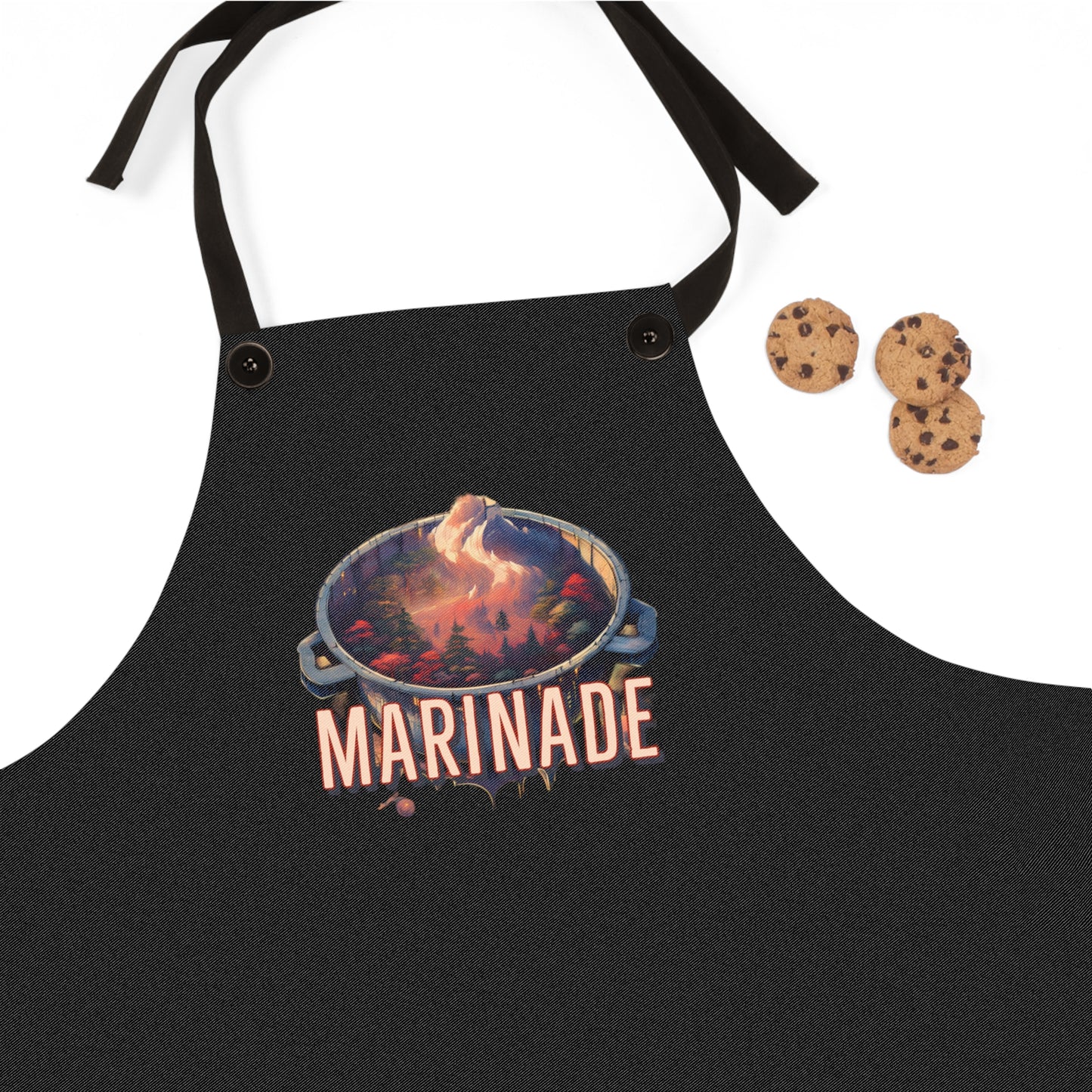 BBQ Kitchen Apron, Cooking Smock, Grilling Barbecue Chef Gift, Cooking Apron with Nature Scene, Outdoor Cooking Gear,