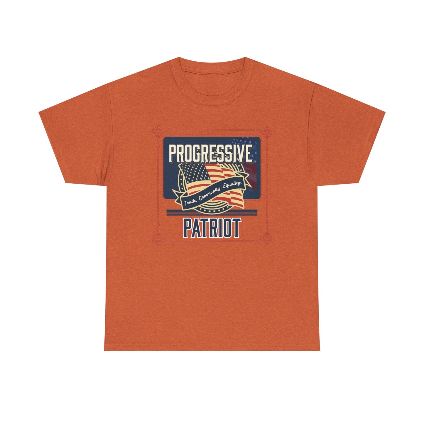 Progressive Patriot- Unisex Heavy Cotton Tee, Retro T-Shirt, Casual Wear, Gift for Activists, Independence Day, Protests, Everyday Apparel