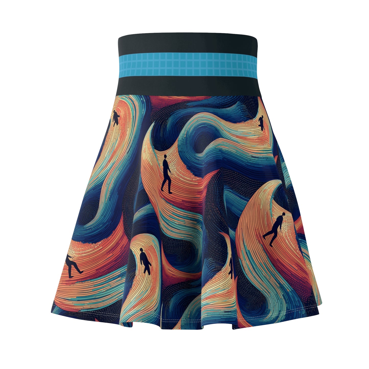 Skater Skirt - Walking on Colorful Waves - Nautical Theme - Women's Fashion