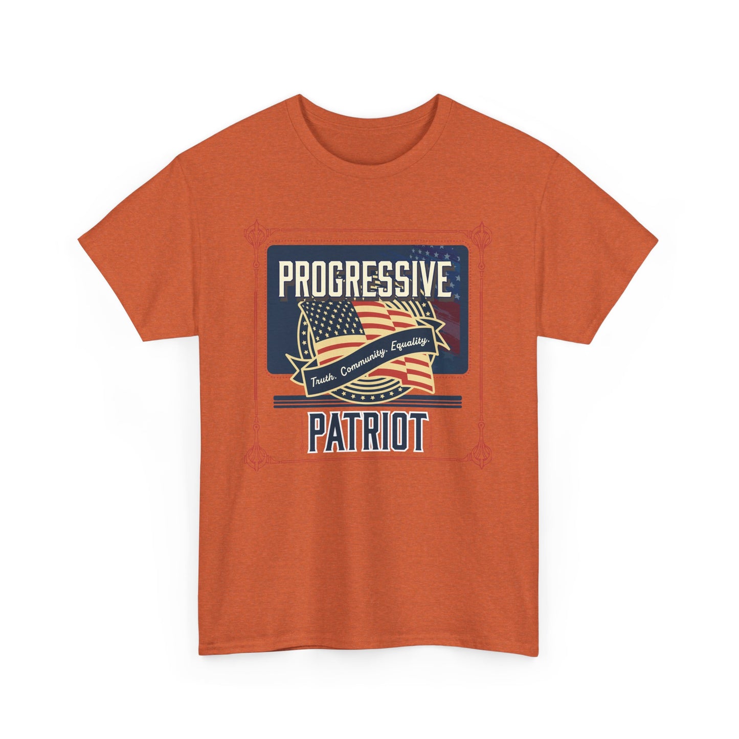 Progressive Patriot- Unisex Heavy Cotton Tee, Retro T-Shirt, Casual Wear, Gift for Activists, Independence Day, Protests, Everyday Apparel