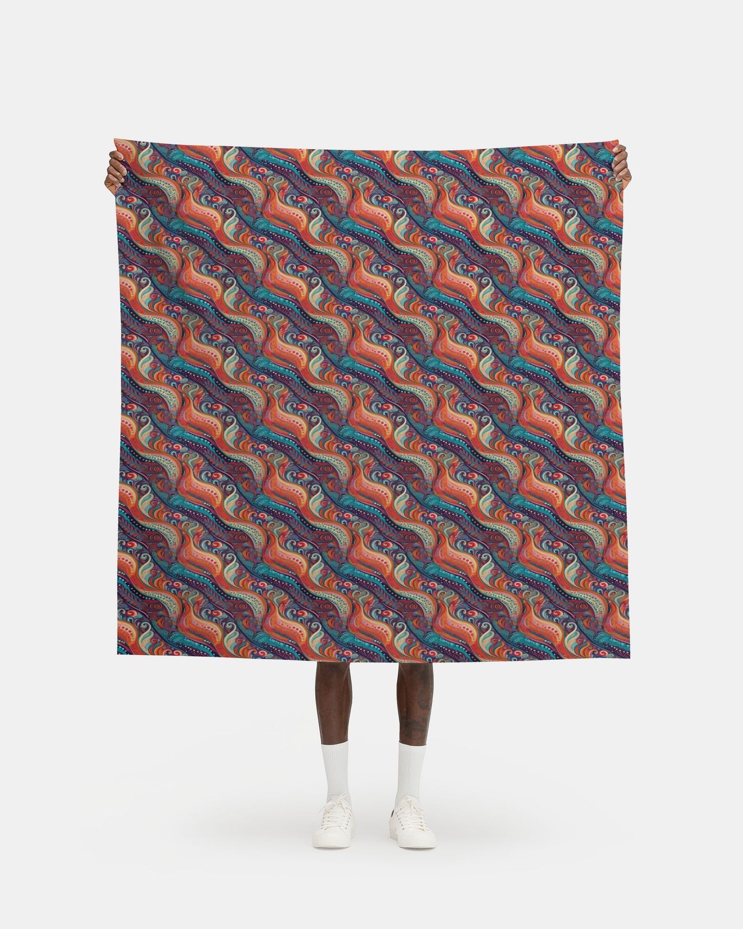 Repeat Pattern Fabric, Vibrant and Swirling diagonal Waves