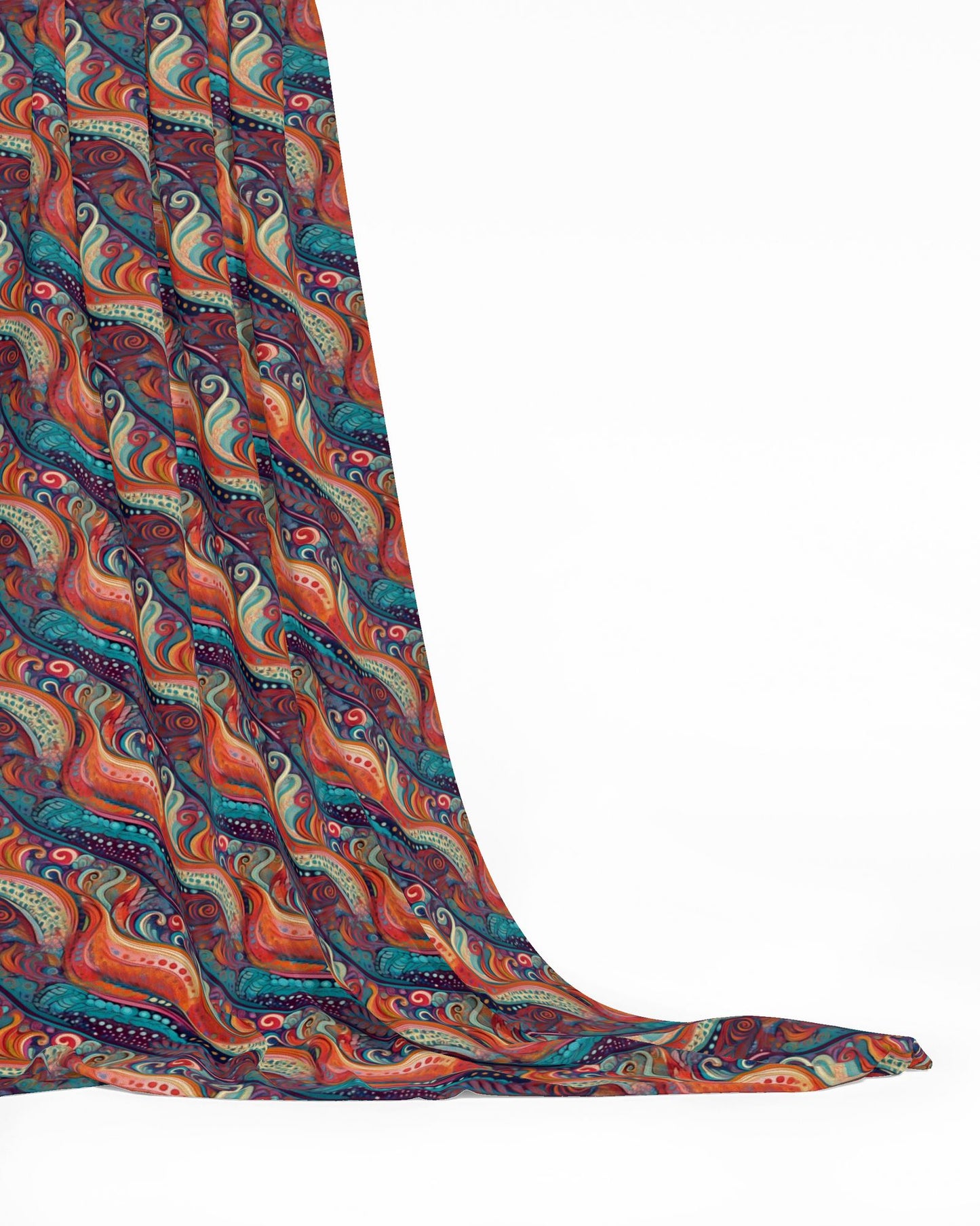 Repeat Pattern Fabric, Vibrant and Swirling diagonal Waves