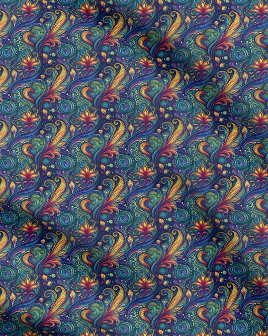 Fabric, bright psychedelic lilies