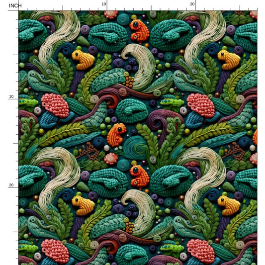Frog and Blackberry Fabric Design