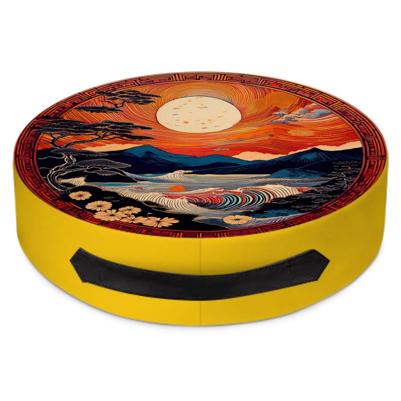 Round Floor Cushions - Japanese Sunset