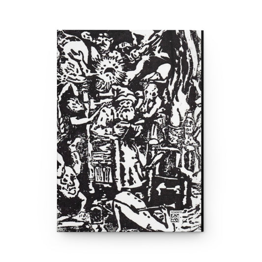 Matte Hardcover Journal, Witchcraft Linoleum Block Print, Warlock Theme, Peter Brueghel Inspired, Notebook, Diary, Sketchbook, Planner,
