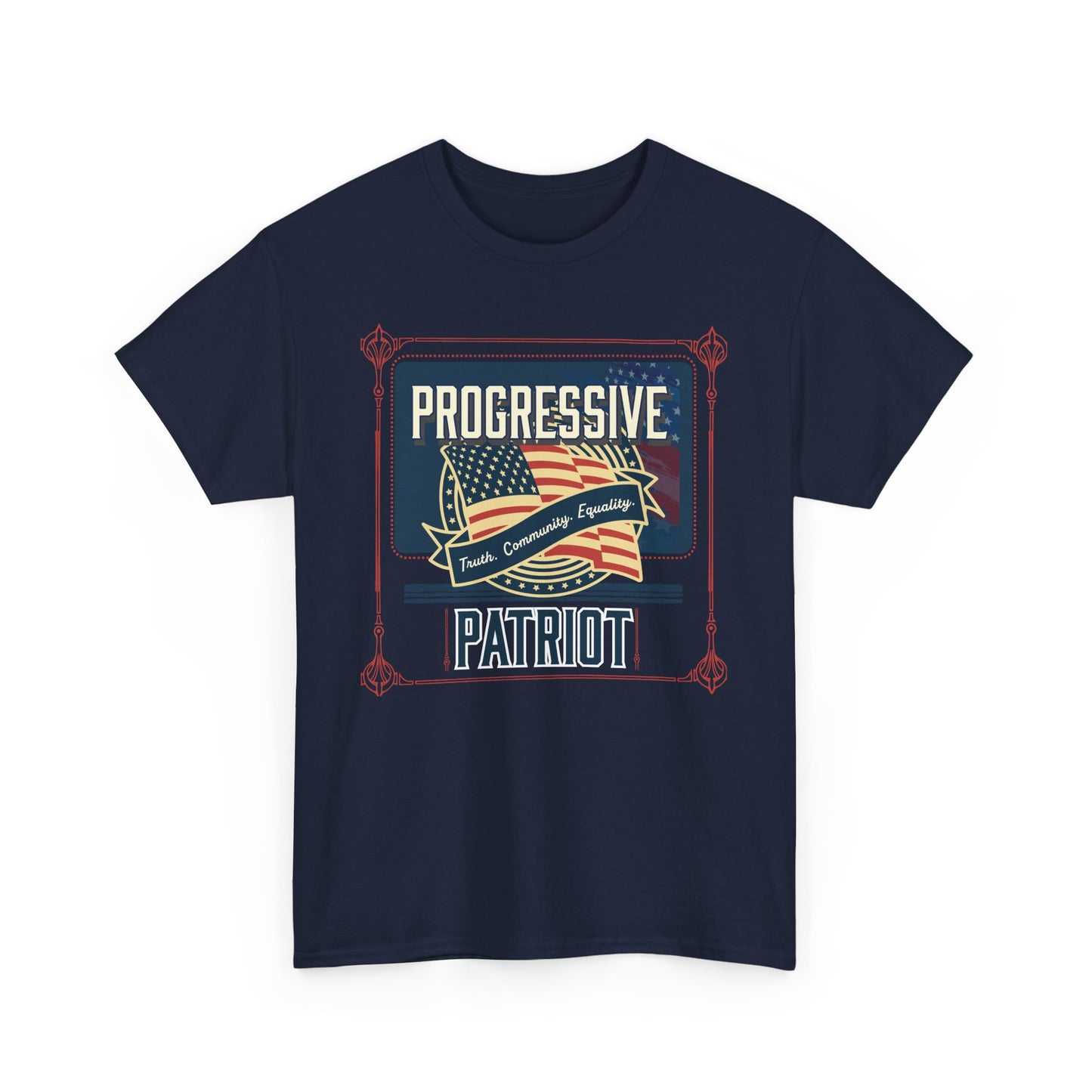 Progressive Patriot- Unisex Heavy Cotton Tee, Retro T-Shirt, Casual Wear, Gift for Activists, Independence Day, Protests, Everyday Apparel