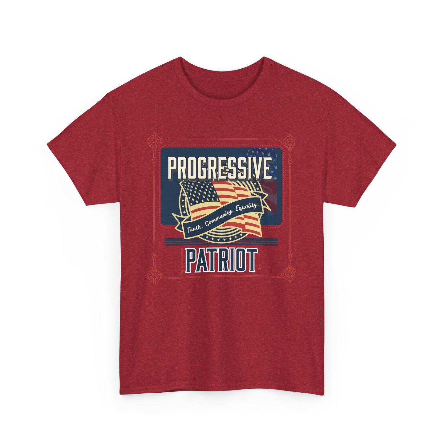 Progressive Patriot- Unisex Heavy Cotton Tee, Retro T-Shirt, Casual Wear, Gift for Activists, Independence Day, Protests, Everyday Apparel