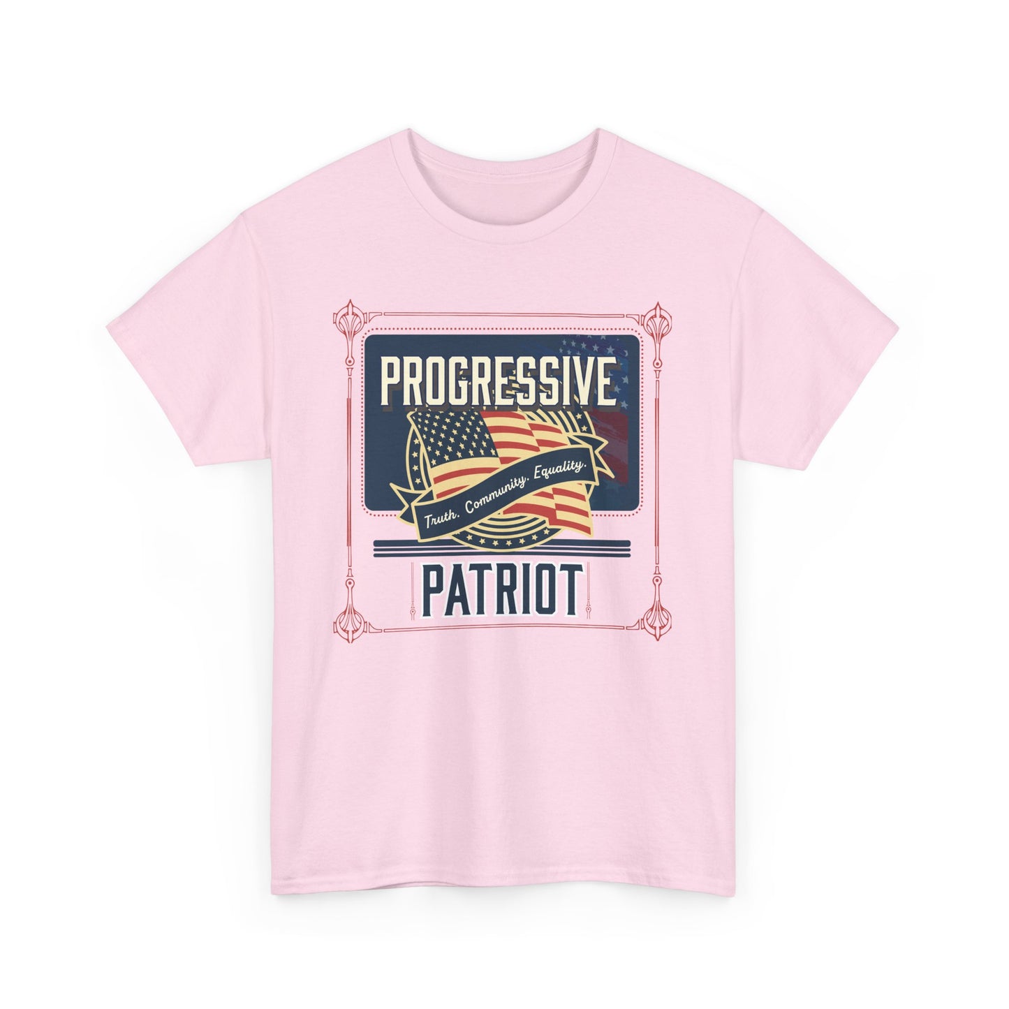 Progressive Patriot- Unisex Heavy Cotton Tee, Retro T-Shirt, Casual Wear, Gift for Activists, Independence Day, Protests, Everyday Apparel