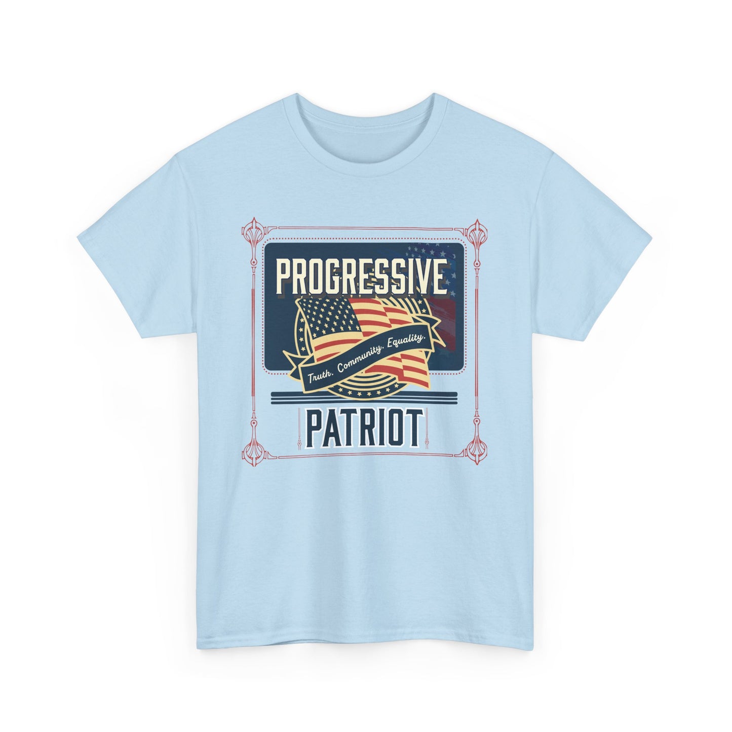 Progressive Patriot- Unisex Heavy Cotton Tee, Retro T-Shirt, Casual Wear, Gift for Activists, Independence Day, Protests, Everyday Apparel