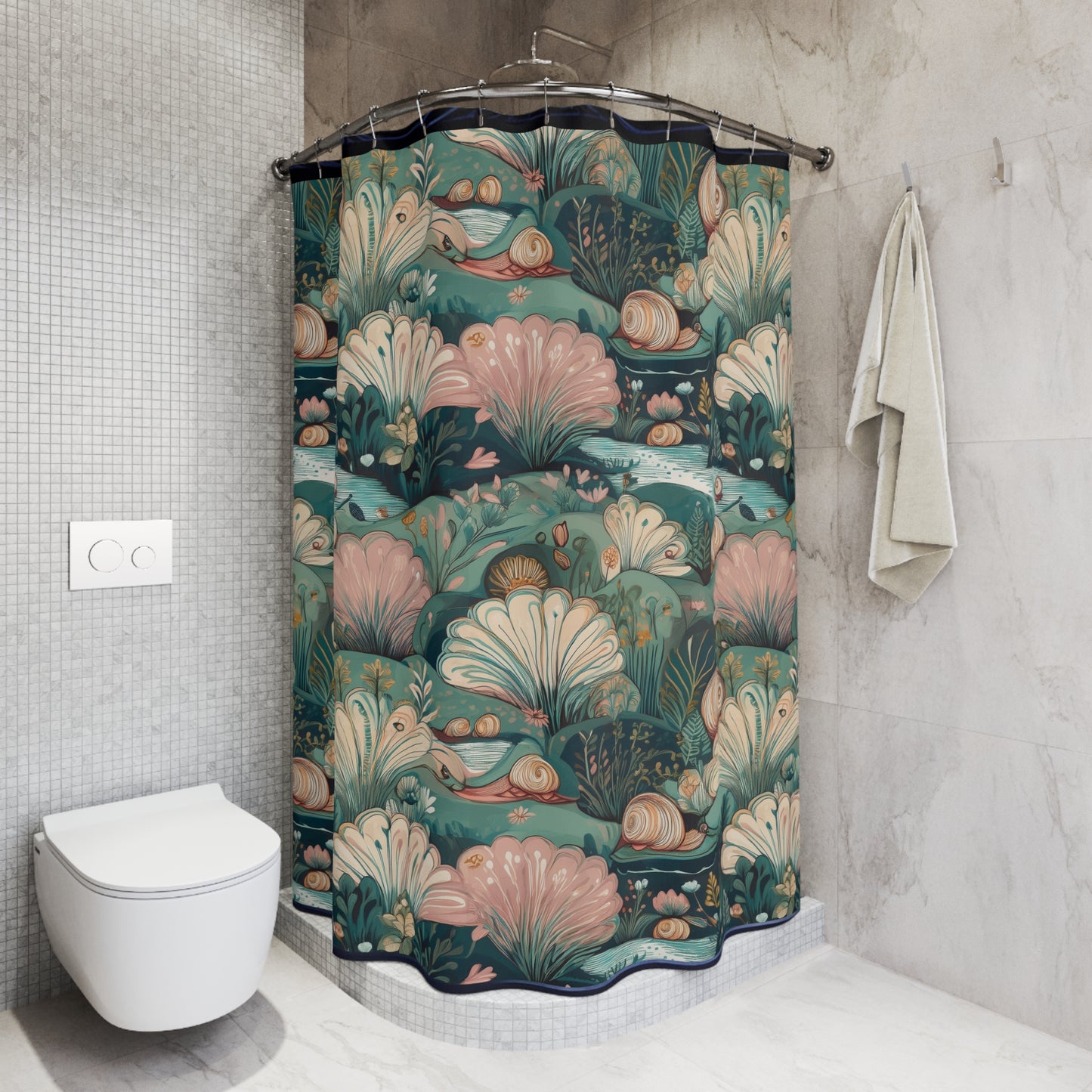 Whimsical Ocean-Inspired Shower Curtain - Nautical Decor for Coastal Vibes