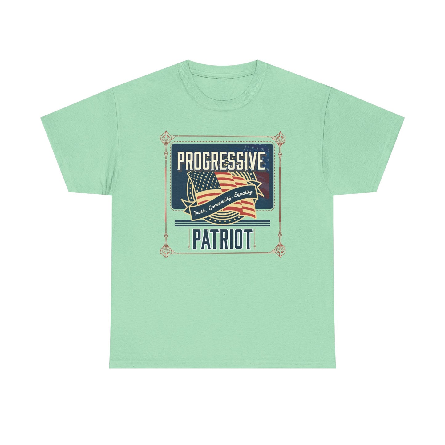 Progressive Patriot- Unisex Heavy Cotton Tee, Retro T-Shirt, Casual Wear, Gift for Activists, Independence Day, Protests, Everyday Apparel
