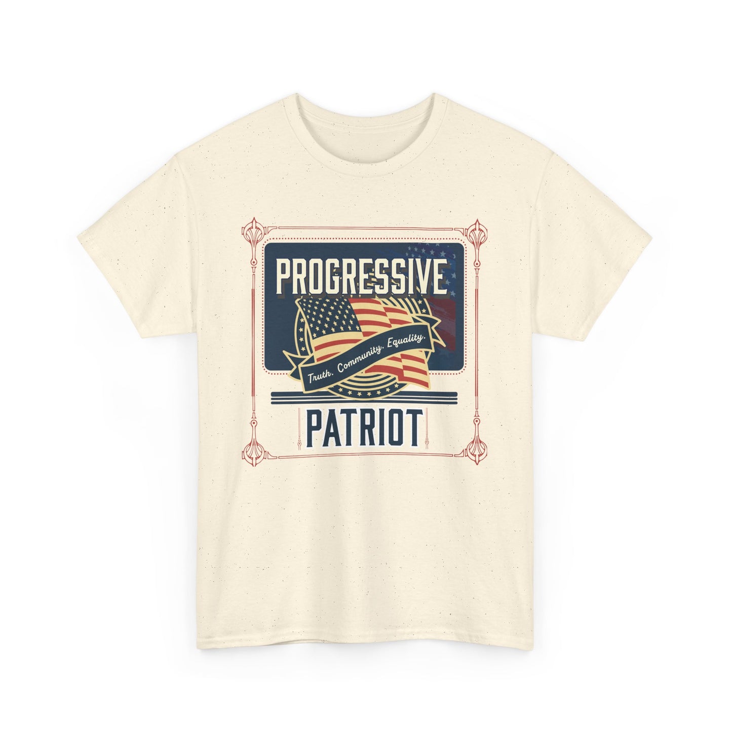 Progressive Patriot- Unisex Heavy Cotton Tee, Retro T-Shirt, Casual Wear, Gift for Activists, Independence Day, Protests, Everyday Apparel