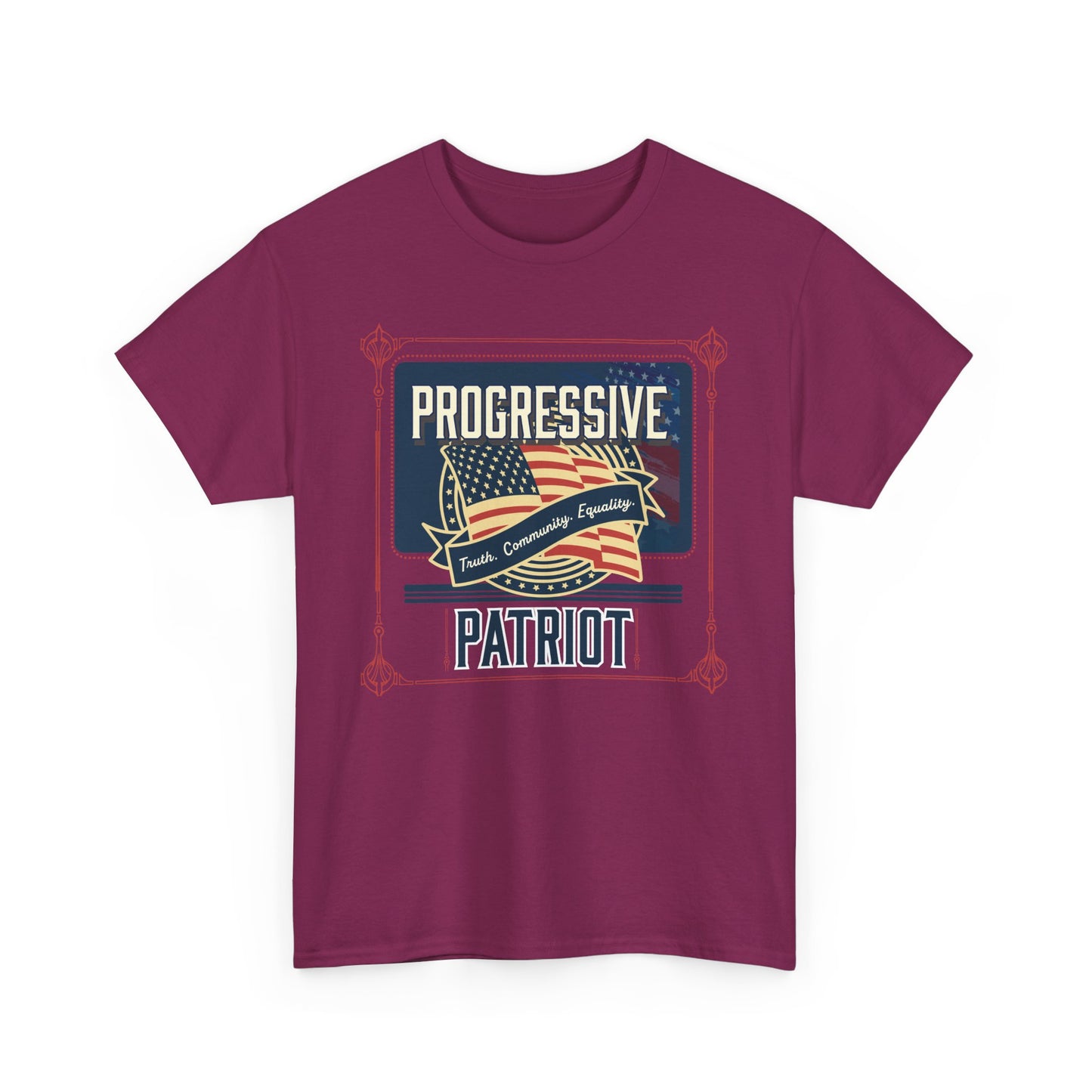 Progressive Patriot- Unisex Heavy Cotton Tee, Retro T-Shirt, Casual Wear, Gift for Activists, Independence Day, Protests, Everyday Apparel