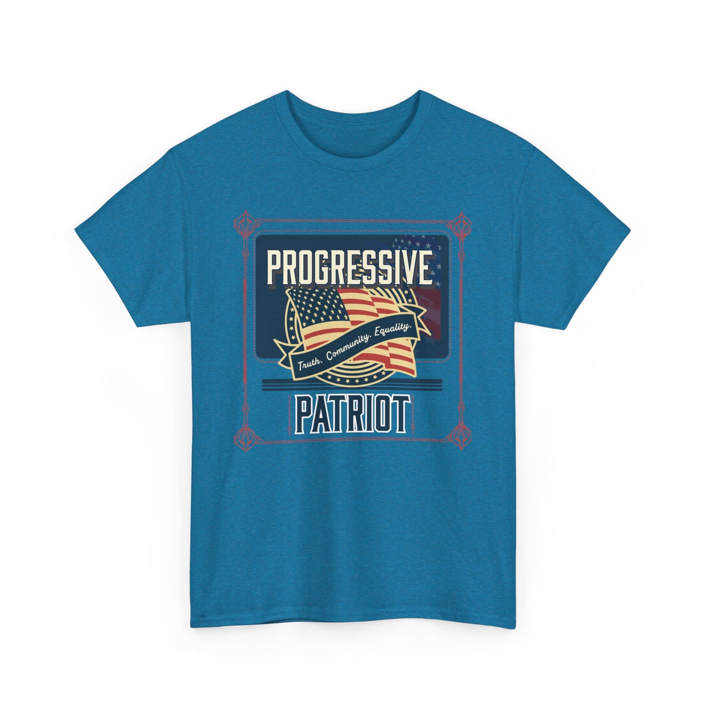 Progressive Patriot- Unisex Heavy Cotton Tee, Retro T-Shirt, Casual Wear, Gift for Activists, Independence Day, Protests, Everyday Apparel