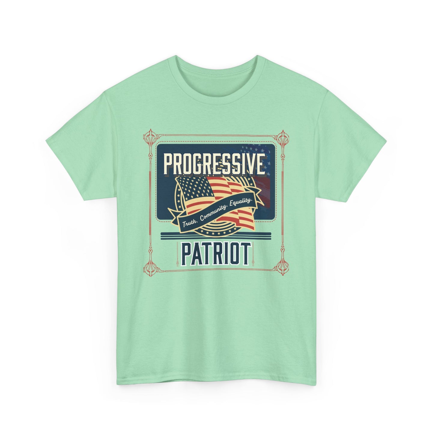 Progressive Patriot- Unisex Heavy Cotton Tee, Retro T-Shirt, Casual Wear, Gift for Activists, Independence Day, Protests, Everyday Apparel