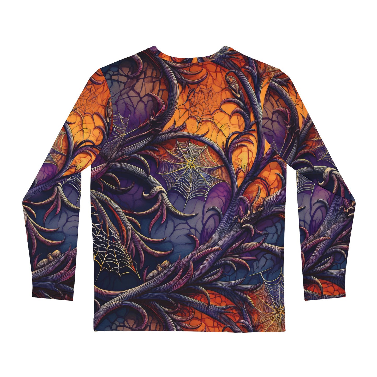 Vibrant Halloween Long Sleeve Unisex Top, Spiderweb Shirt - Vibrant Halloween Spiderweb Visceral Goth
