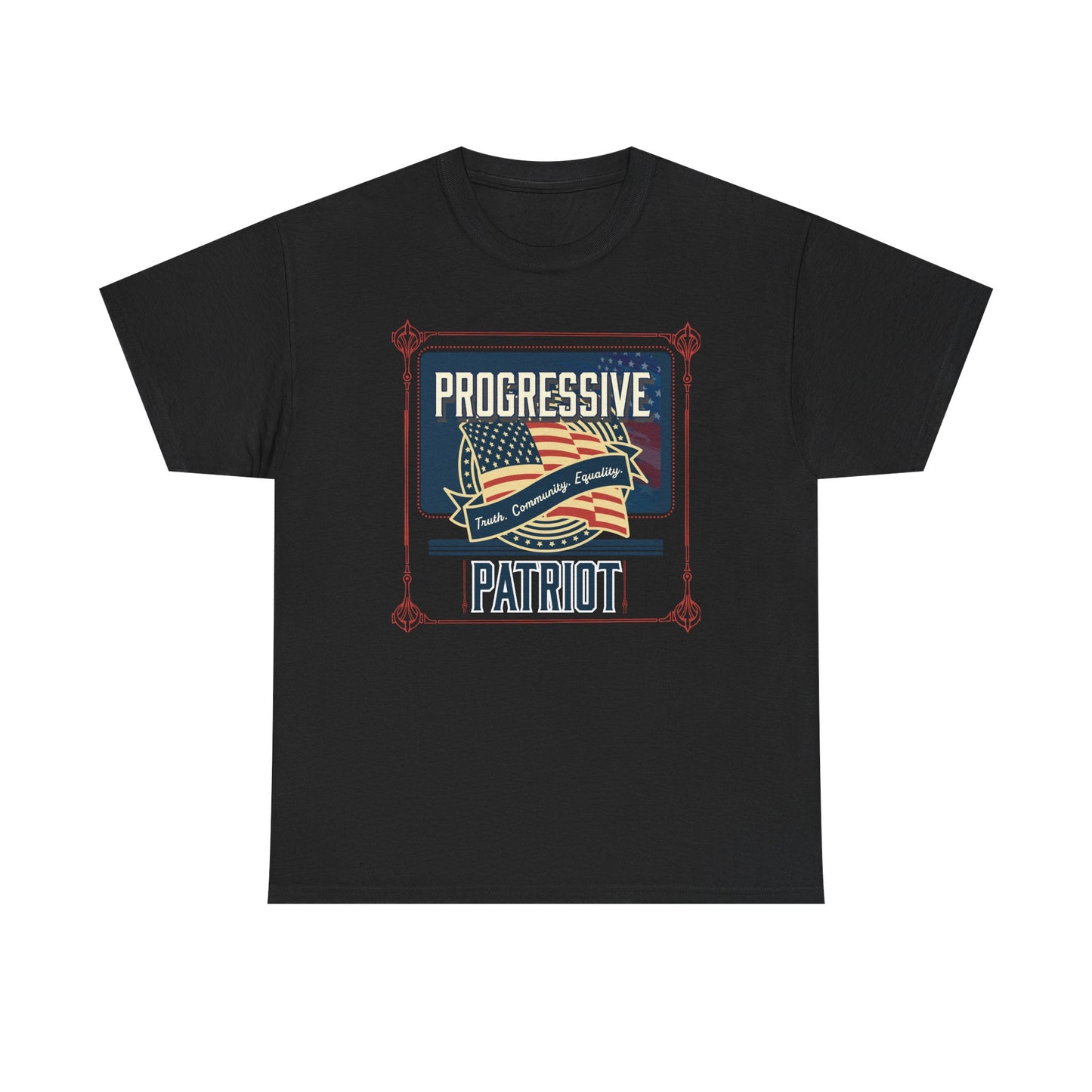 Progressive Patriot- Unisex Heavy Cotton Tee, Retro T-Shirt, Casual Wear, Gift for Activists, Independence Day, Protests, Everyday Apparel