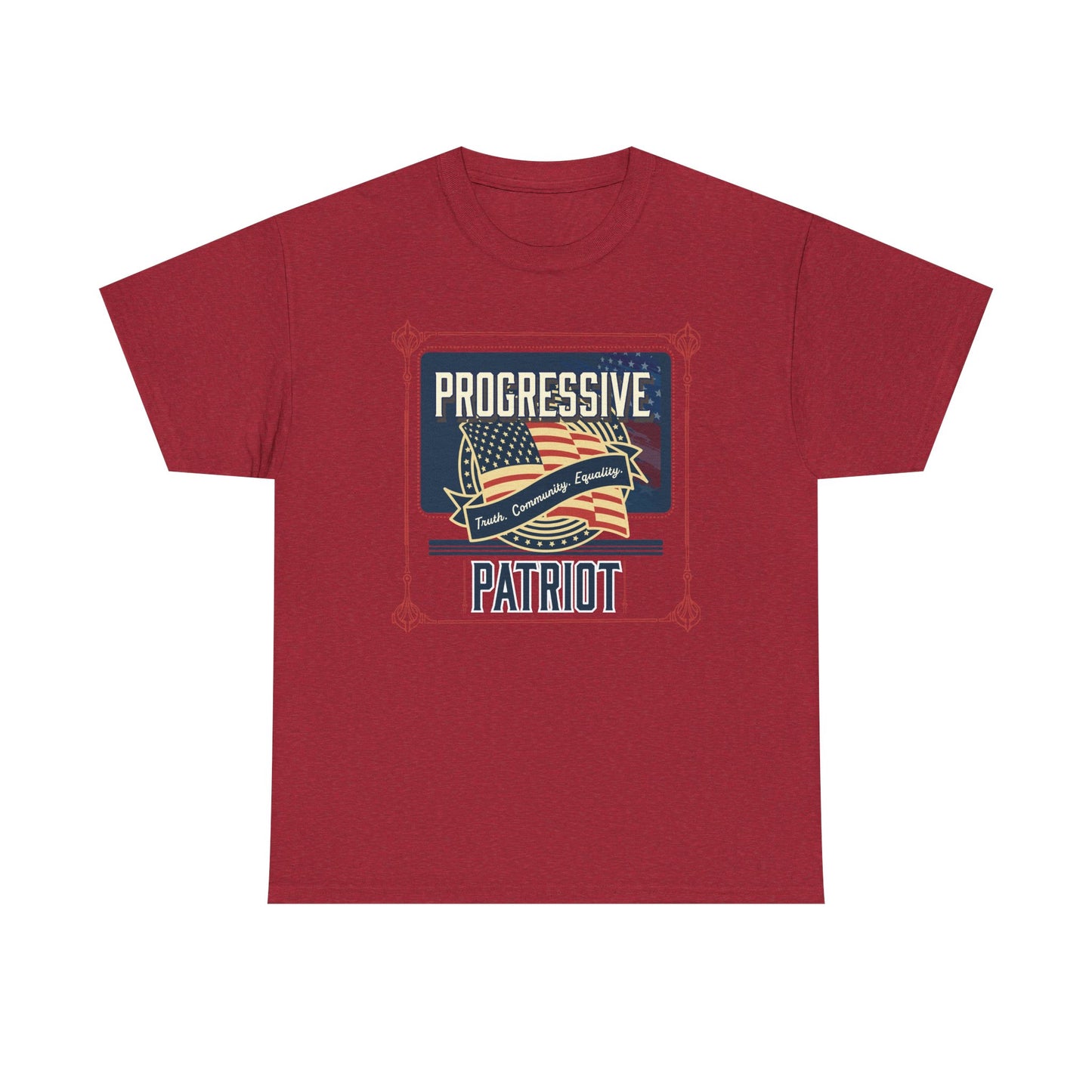 Progressive Patriot- Unisex Heavy Cotton Tee, Retro T-Shirt, Casual Wear, Gift for Activists, Independence Day, Protests, Everyday Apparel