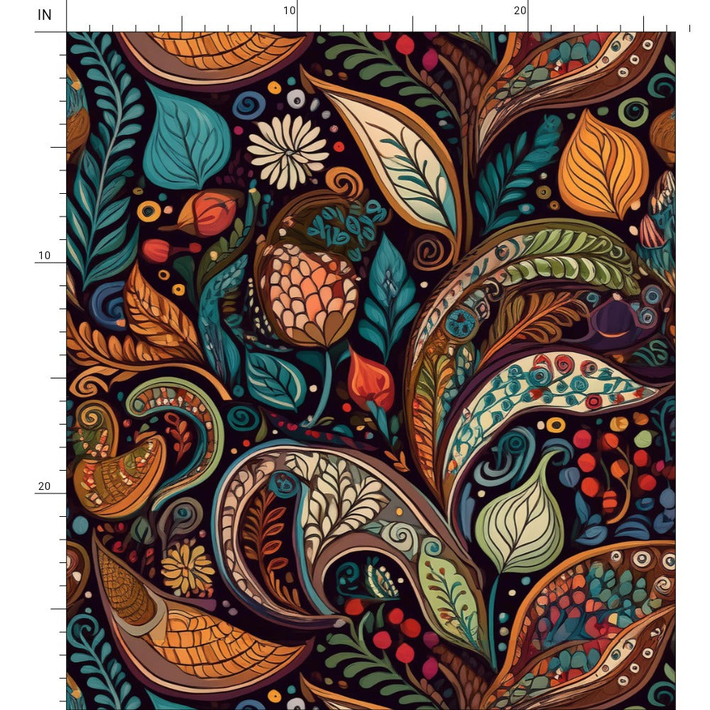 Repeat Pattern Fabric - Deco Garden Botanicals