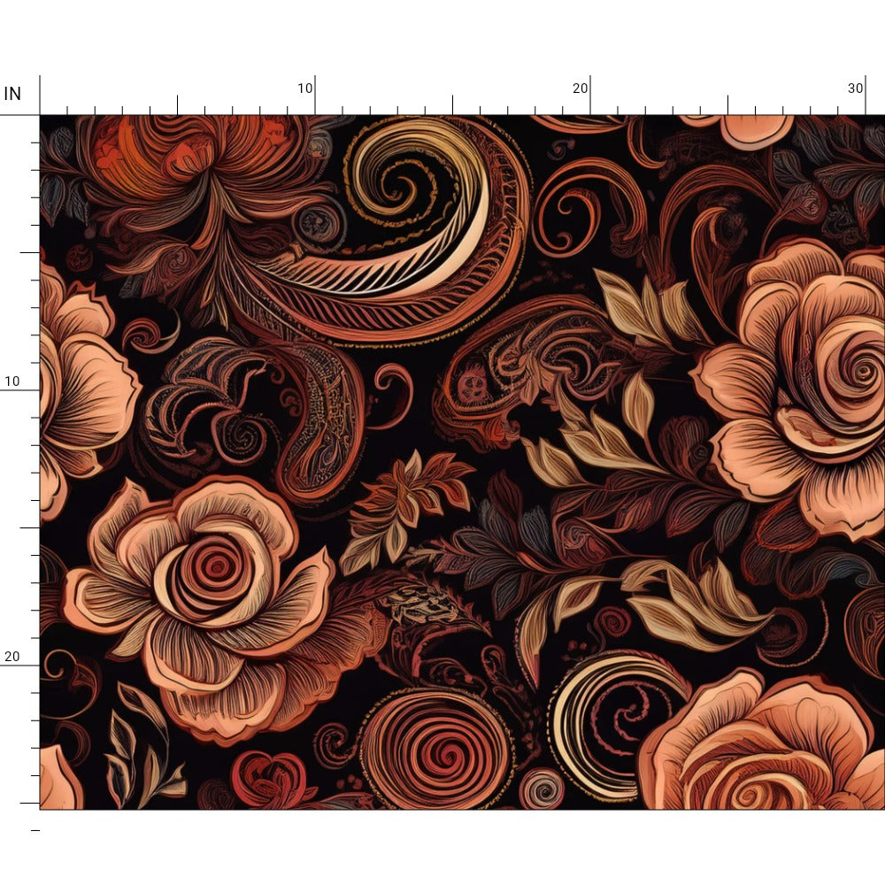 Repeat Pattern Fabric - Lacy Mauve Roses