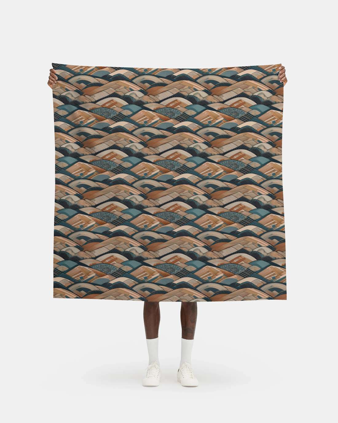 Repeat Pattern Fabric - Complimentary Warm and Cool Geometric Hills