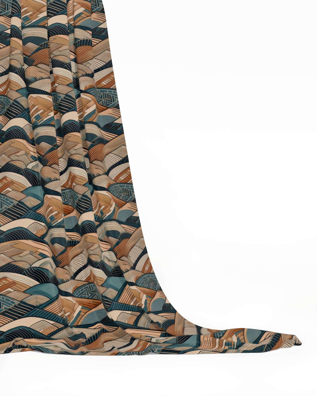 Repeat Pattern Fabric - Complimentary Warm and Cool Geometric Hills