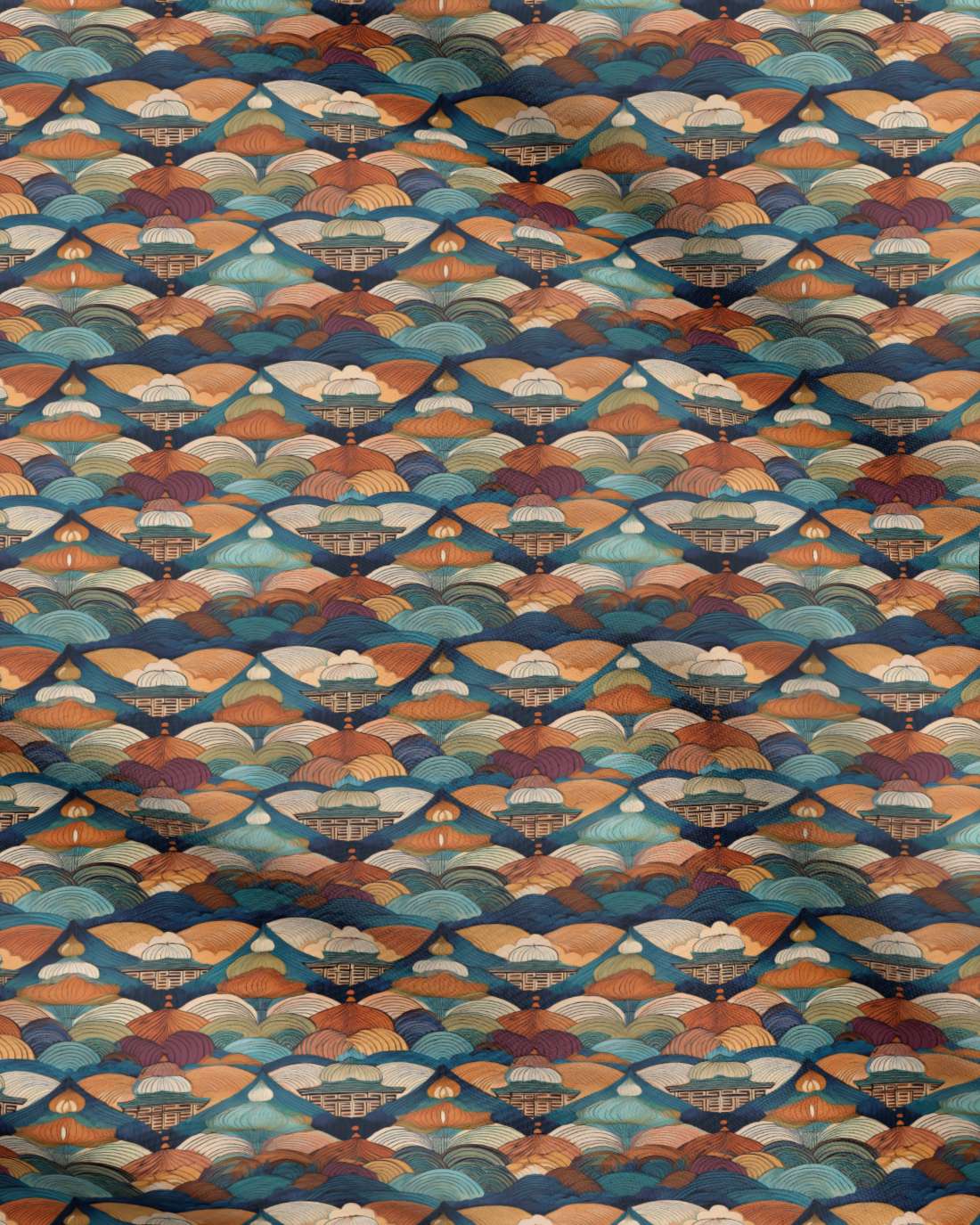 Repeat Pattern Fabric, Layered Sunset Hills