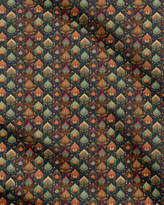 Repeat Pattern Fabric, Art Nouveau Flame Drops