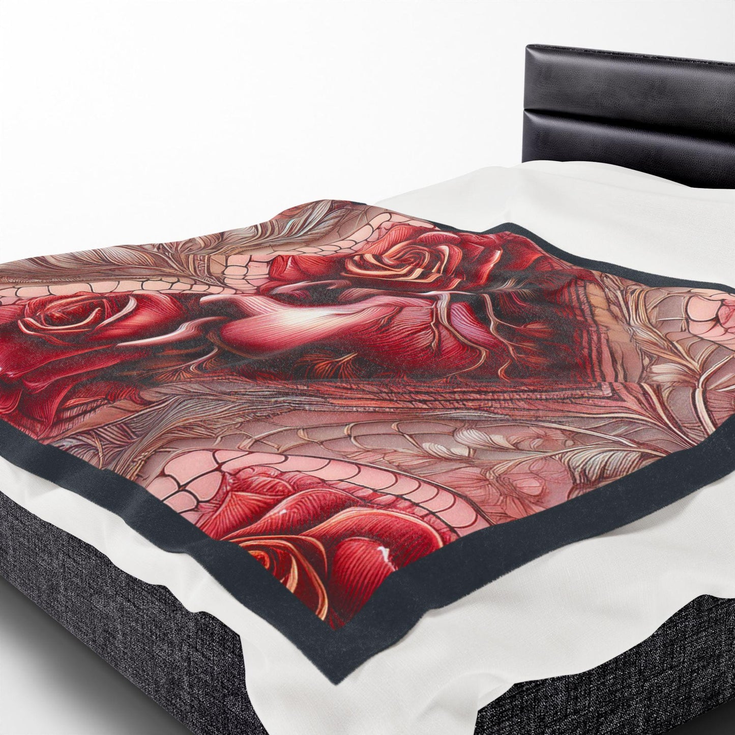 Plush Blanket, Heart Rose Design - Cozy Throw, Soft Bedding, Valentine's Day Gift, Anatomical Heart Decor, Romantic Home Decor