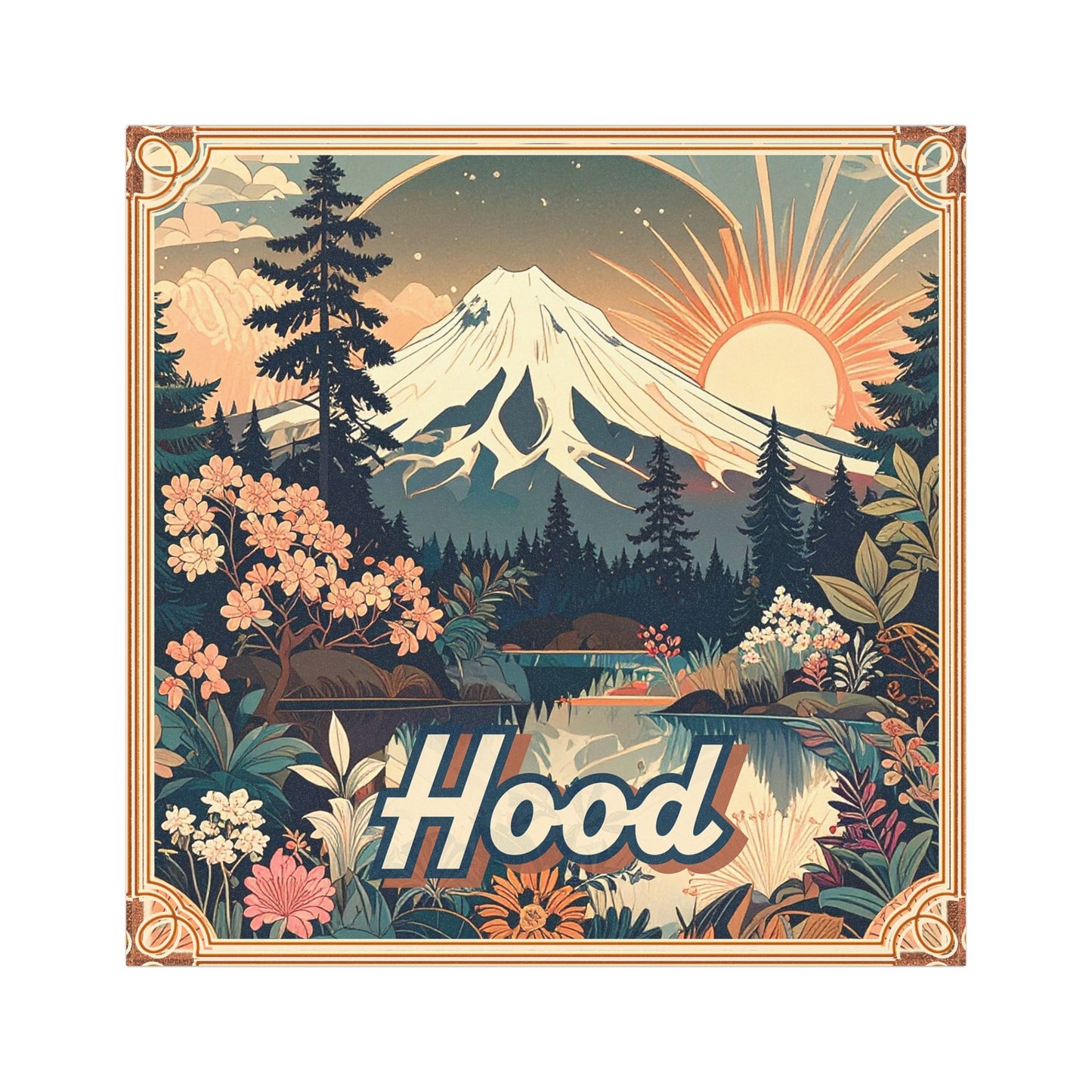 Mt. Hood Vintage Mountain Sunrise Car Magnet | Scenic Nature Northwest Magnet