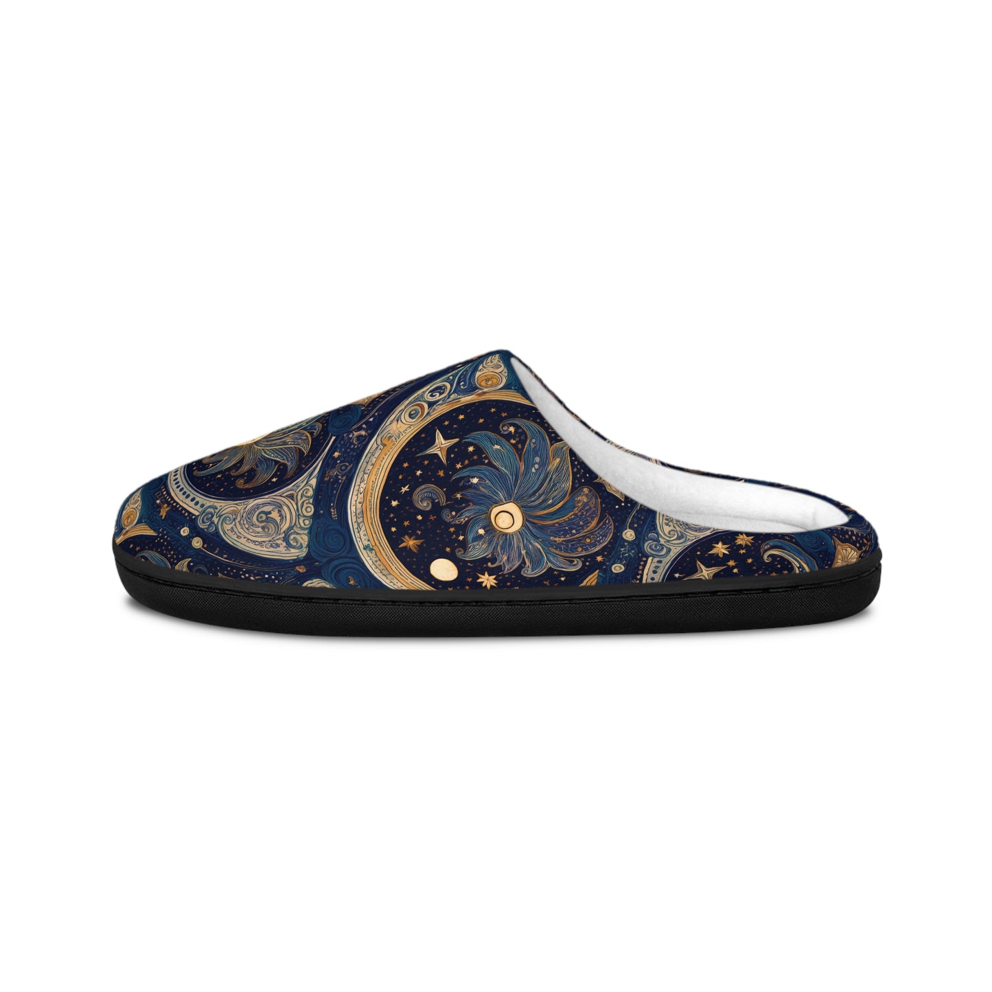 Cozy Space Men’s Indoor Slippers with Moon design