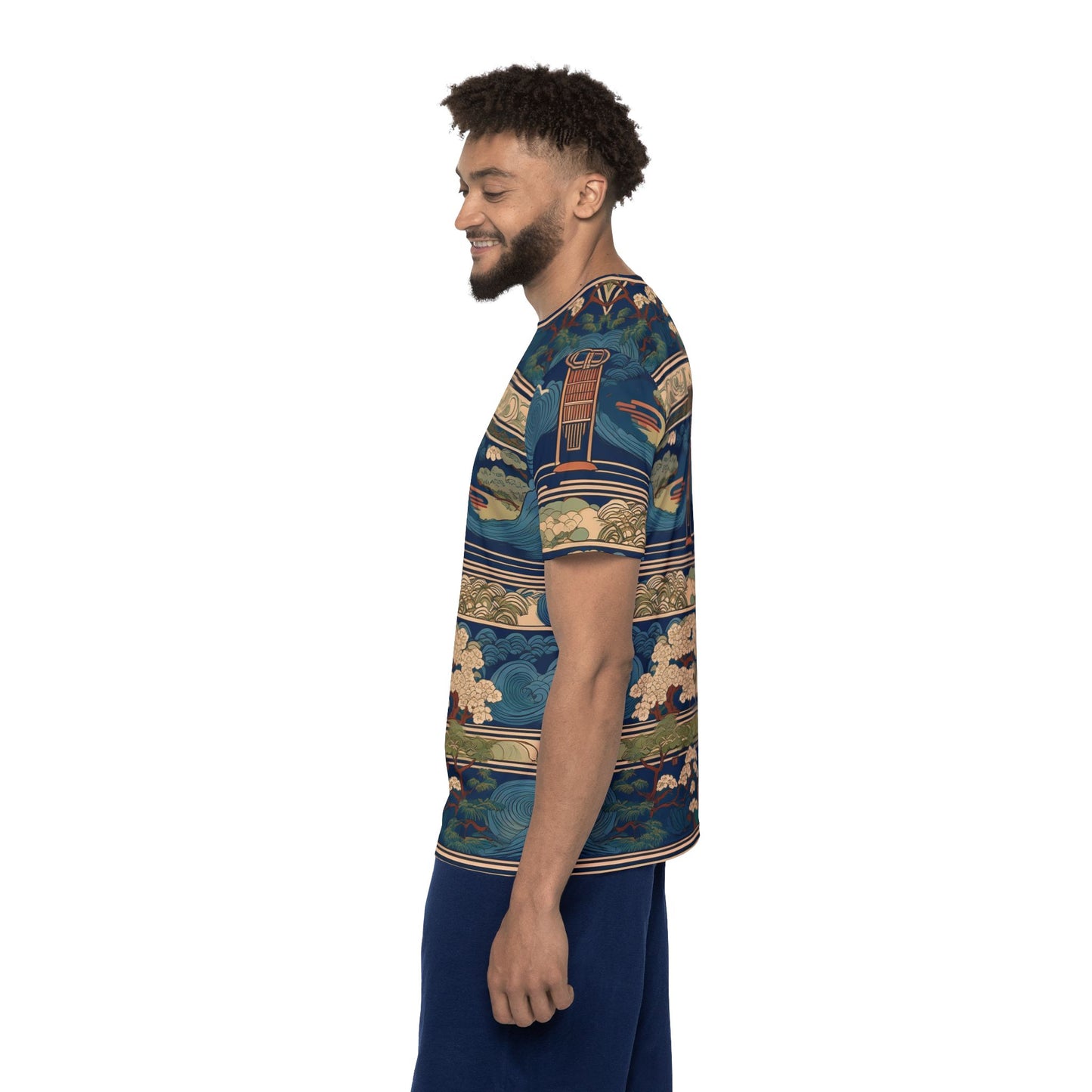 Men's Sports Jersey - Vintage Japanese Inspired Landscape Design