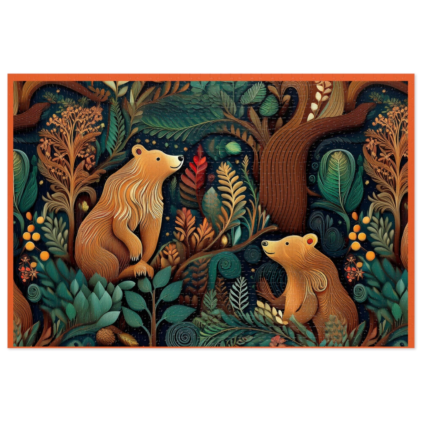 Nature-Inspired Bear Jigsaw Puzzle with Tin - Perfect for Family Fun and Gift-Giving