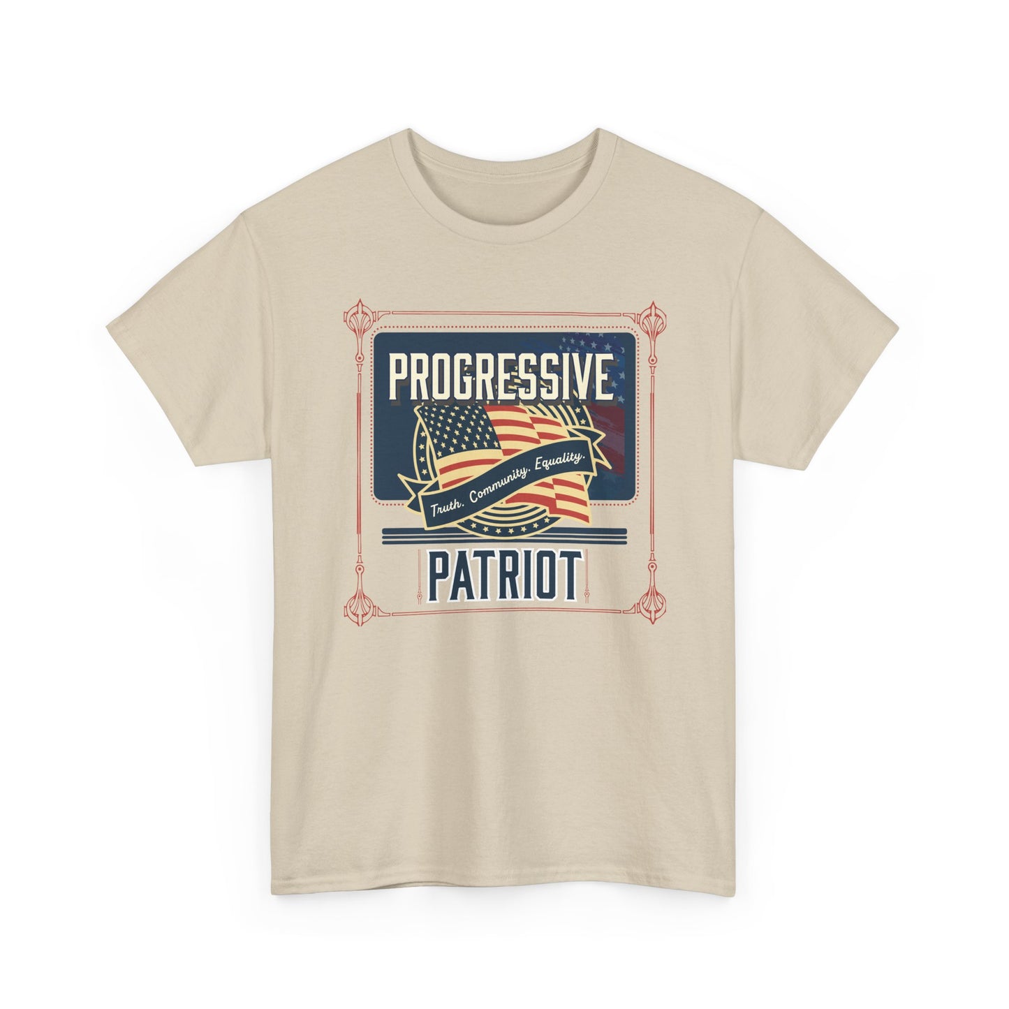 Progressive Patriot- Unisex Heavy Cotton Tee, Retro T-Shirt, Casual Wear, Gift for Activists, Independence Day, Protests, Everyday Apparel