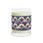 Scented Candle — 11oz Glass Candle with Red Floral Art Deco Pattern