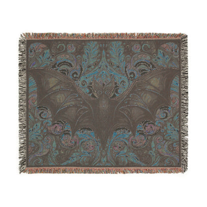Psychedelic Bat- Woven Blanket, Cozy Throw, Home Decor, Halloween Gift, Gothic Blanket, Unique Gift for Bat Lovers, Goths
