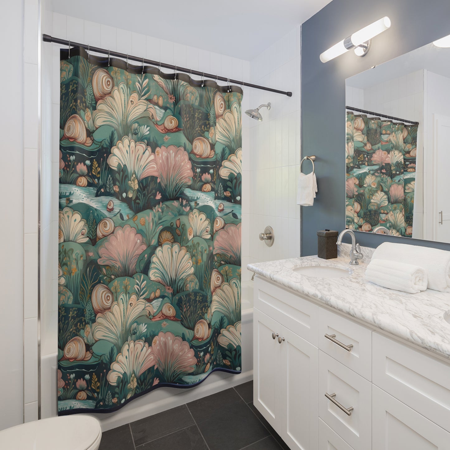 Whimsical Ocean-Inspired Shower Curtain - Nautical Decor for Coastal Vibes