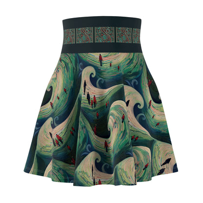 Skater Skirt - Walking on Ocean Waves - Nautical Theme - Women's Fashion