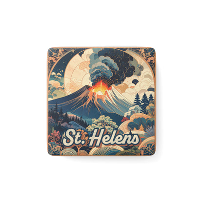 Mt. St. Helens Retro Volcano Porcelain Magnet
