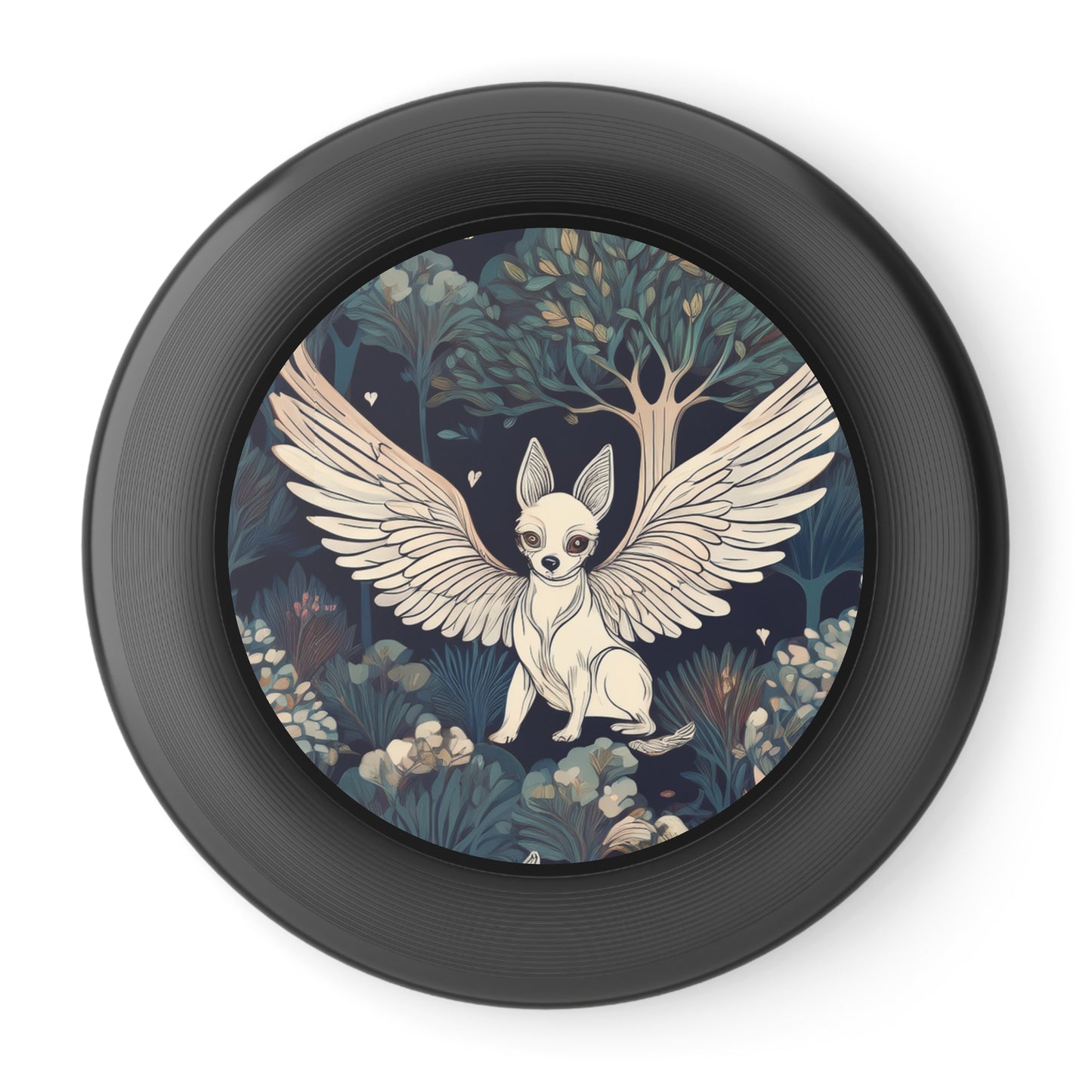 Artistic Frisbee with Whimsical Flying Dog and Orchard Design, Outdoor Fun, Gift for Nature Lovers, Unique Frisbee for Kids & Adults